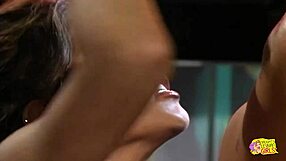 Brunettes Masturbate Big Clits in Strip Club Lesbian Sex