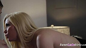 i’m obsessed with sexy blonde lesbians kissing softly. serene siren and melody marks lick hard nipples with pure desire.