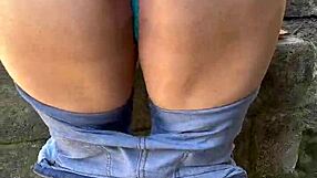 she drops jeans for outdoor fun