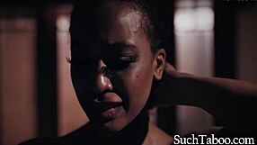 The ebony model transformed herself completely, riding and tribbing for approval in an interracial scene