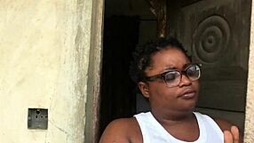 Chubby woman shows off outside to neighbor