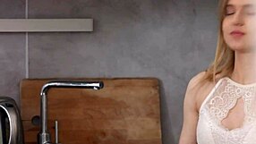 Light fairy with tiny waist passionately loves anal drilling over coffee