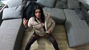 i play with cum on my soft nylon lingerie and down-jackets, teasing my ass and licking it