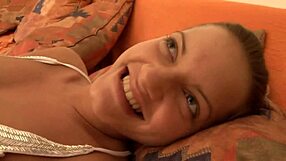 Beautiful girl masturbating on the couch, so cute!