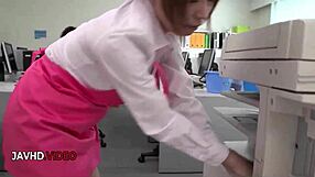 Asian office lady Chihiro Akino nails hardcore blowjob for creampie! Wow!