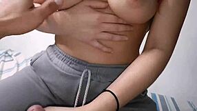 I Passionately Give My Stepbrother A Handjob And Show Him My Natural Tits