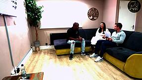 cuckold husband watches brunette kiss black man in interracial dream