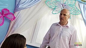 Lesbians fucking with dildo get spanked by man