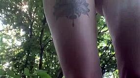 Naughty public peeing through bikini pants