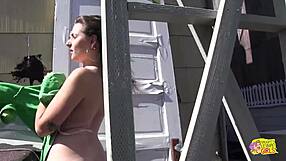Amazing Outdoor Fuck Fest with Two Sexy Lesbians by the Trash Bin
