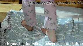 pajama doggy while cleaning, fingering pussy