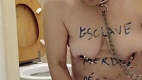 Female slave humiliates herself in public doggystyle session