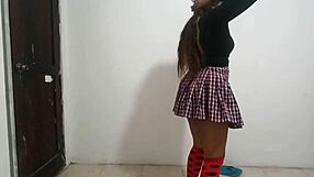 My Friend's Wife Dancing Sexy In Miniskirt, Submissive And Tall