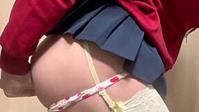Japanese Teen in Erotic Lingerie Gets Anal Training with Buttplug and Pierced Nipples in Cute Uniform.