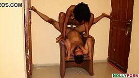ebony babe in hardcore spiderstyle sex