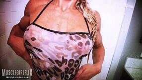 Jill Jaxen shows off her hot, wet muscles in the shower