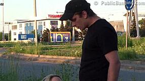 Pretty blonde surprises in street public gangbang orgy with multiple partners part 3