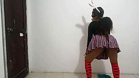 My Friend's Wife Dancing Sexy In Miniskirt, Submissive And Tall