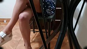 spying on cute girl in miniskirt opening legs