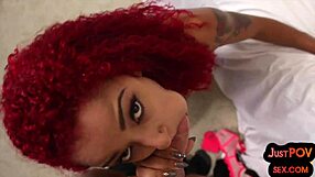 pov pierced redhead sucks and rides while talking dirty
