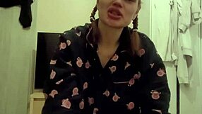 Redhead roommate gives blowjob and spits cum on dick