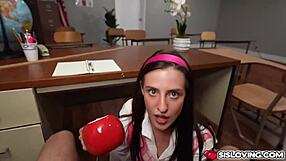 Austin boldly cums in stepsister's mouth by accident