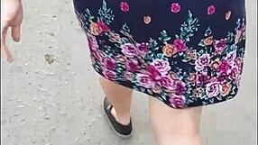 Following The Curvy Mature Latina Teacher On The Street In Skirt And Thong!