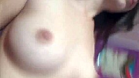 Skinny teen masturbates close up on webcam