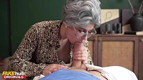 Horny Gilf Fucks Huge Cock.