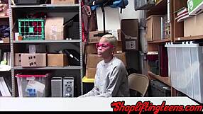 The kinky black teen rides cock while bound after shoplifting in the store.