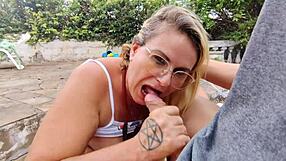 Yo, stepmom and stepson get wild at a public pool with intense fisting!