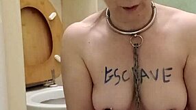 French maid humiliated in public toilet session