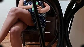 spying on cute girl in miniskirt opening legs