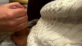 Cute Babe Gives Sloppy Blowjob in Public Toilet After Handjob Under Table