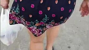 Following The Curvy Mature Latina Teacher On The Street In Skirt And Thong!