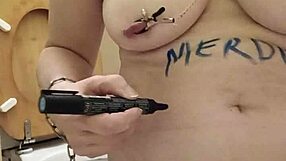 Female slave humiliates herself in public doggystyle session