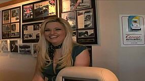 Kayla kleevage gives blowjob to monster tits teen.