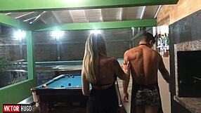 Blonde amateur gives her ass to tattooed friend.