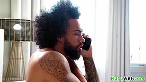 Hot busty masseuse fucks client outdoors.