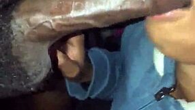 Sloppy ebony redhead receives wet cumshot on her black hood.