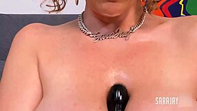 Luscious Sara Jay Fingers Her Massive Tits and Pretty Pussy Solo