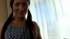 I watch the heavenly brunette orgasm while riding my dick.