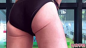 I borrowed a swimsuit from the girls' club and masturbated by the pool. It was so thrilling!