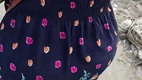 Mature Blonde Milf Flashes Ass in Public Outdoor Street