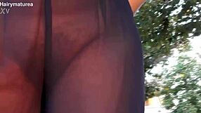 Hairy Mature Flashes in Public Outdoor Nude