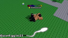 בחורה רובלוקס רוכבת חזק על זין באנאלי