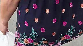 Mature Blonde Milf Flashes Ass in Public Outdoor Street