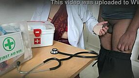 Doctor secretly gives blowjob in clinic to patient.