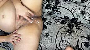 chubby wife masturbates her cum-filled pussy after cheating