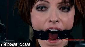 Nasty femdom gal surrenders to rough oral domination and bondage